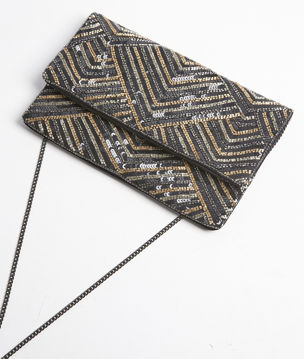 Picture of IDÉAL SEQUINNED BLACK CLUTCH BAG