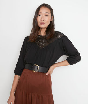 Picture of MARIUS BLACK OPENWORK COTTON T-SHIRT