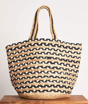 Picture of JULIE WOVEN STRAW AND COTTON BASKET BAG