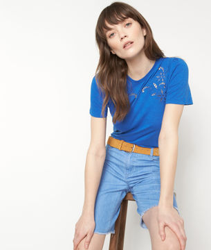 Picture of MALAGA ROYAL BLUE OPENWORK COTTON T-SHIRT