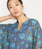 Picture of REMINI NAVY AND GREEN PRINTED COTTON KAFTAN
