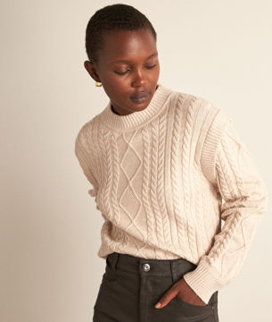 Picture of BASSO ECRU ECOVERO VISCOSE CABLE-KNIT JUMPER