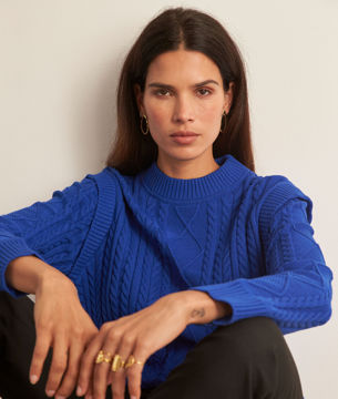 Picture of BASSO ROYAL BLUE ECOVERO VISCOSE CABLE-KNIT JUMPER
