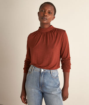 Picture of FOEBE BRICK LOOSE-FIT VISCOSE AND WOOL TOP