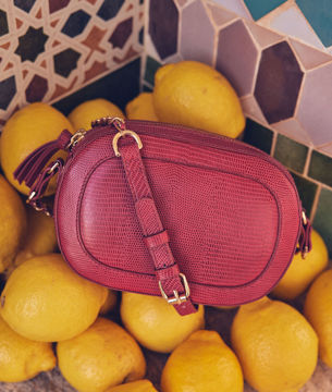 Picture of FEVER PINK SNAKESKIN-EFFECT LEATHER SHOULDER BAG