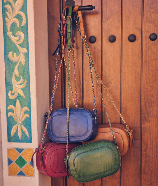 Picture of FEVER BLUE SNAKESKIN-EFFECT LEATHER SHOULDER BAG
