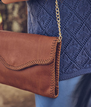 Picture of FABRE LARGE FLAT BROWN LEATHER CLUTCH BAG