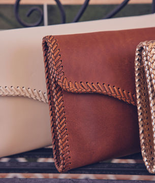 Picture of FABRE LARGE FLAT BROWN LEATHER CLUTCH BAG