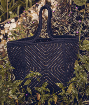 Picture of FAUST BLACK LUREX AND COTTON CABAS TOTE