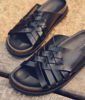 Picture of VADIM BLACK BRAIDED FLAT LEATHER MULES