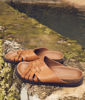 Picture of VADIM CAMEL BRAIDED FLAT LEATHER MULES