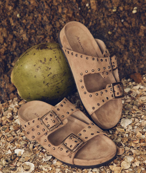 Picture of VIRGIL BEIGE LEATHER DOUBLE-STRAP MULES